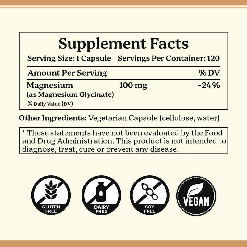 Magnesium Glycinate – 120 Capsules